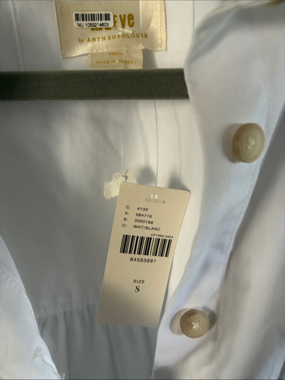 Anthropologie White Button-Front Shirt Dress with Pocket - Picture 2 of 4